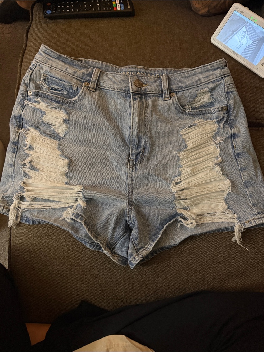 American Eagle Outfitters Light Wash Distressed Jean Shorts